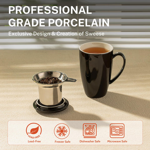 Taza Sweese con mango ergonómico y protección contra el calor para un agarre cómodo.