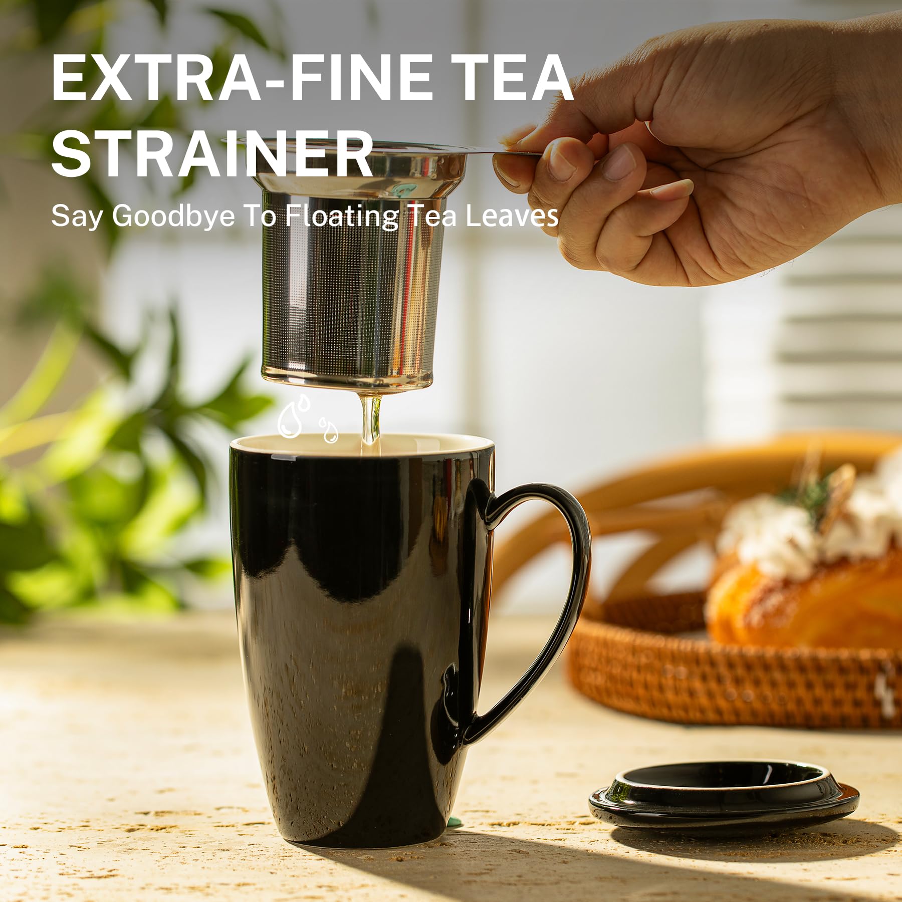 Tapa Sweese para taza de té que retiene aroma y calor.
