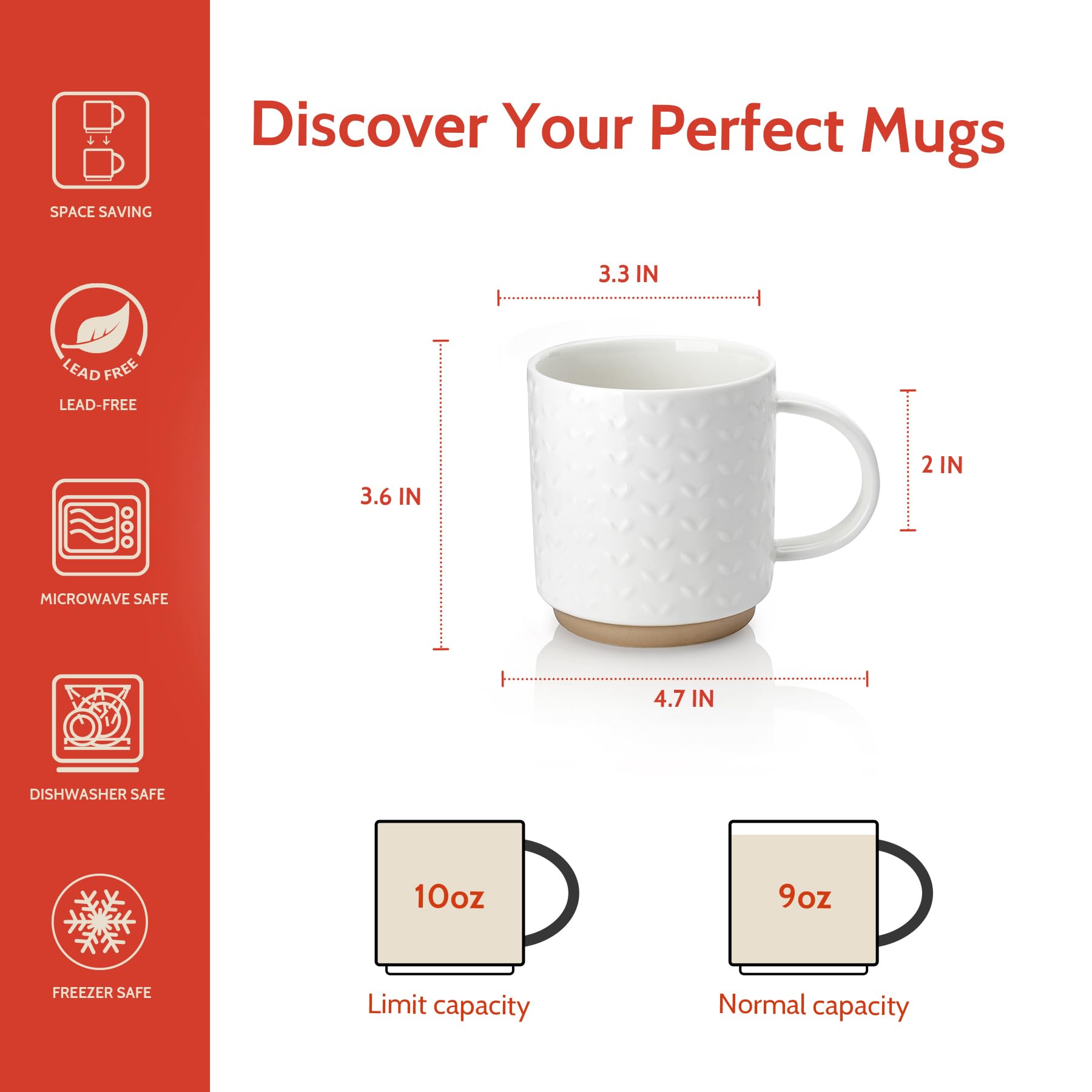 Tazas Sweese apilables para maximizar el espacio del armario.