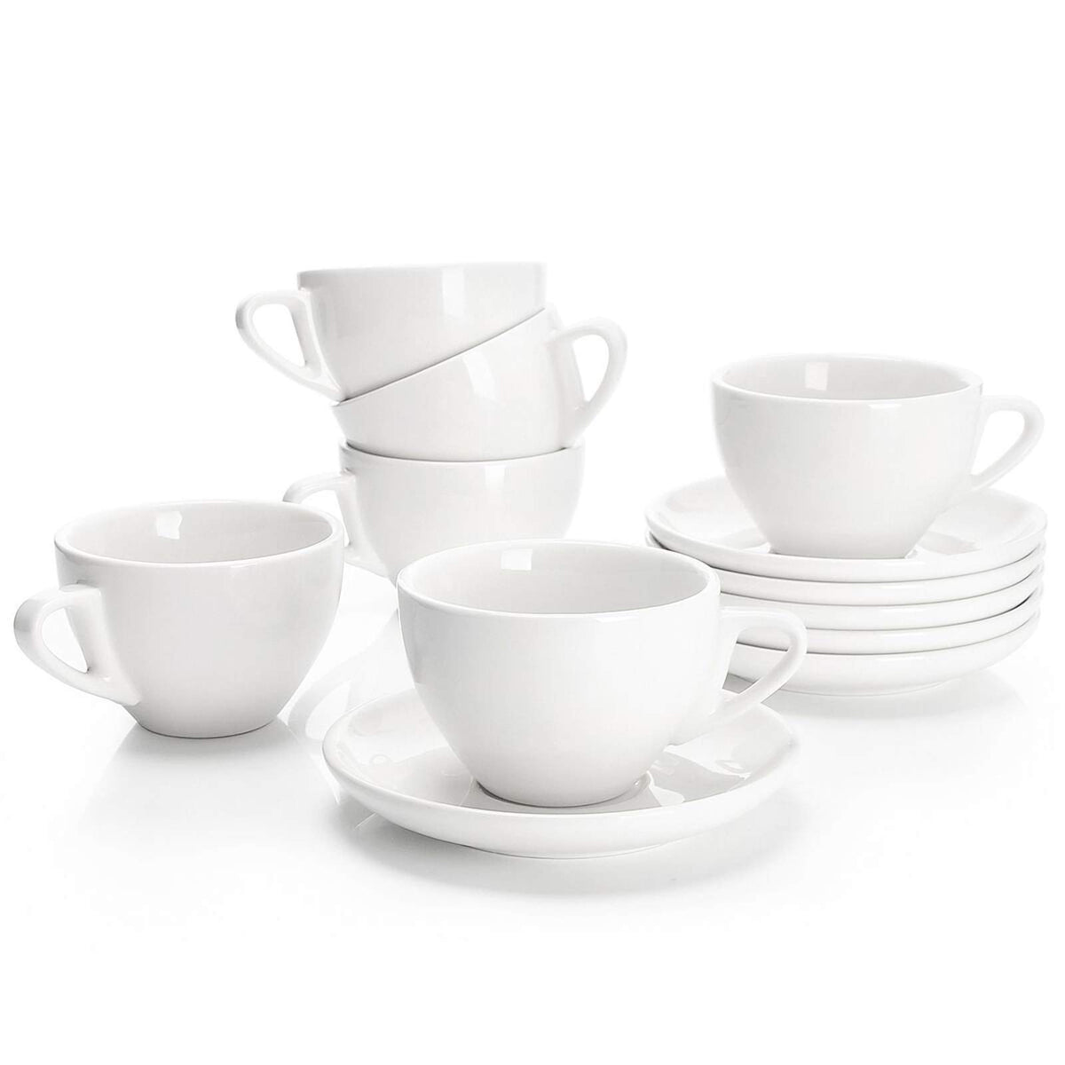 Sweese tazas cappuccino 6 onzas con platillos para servicio elegante en casa.