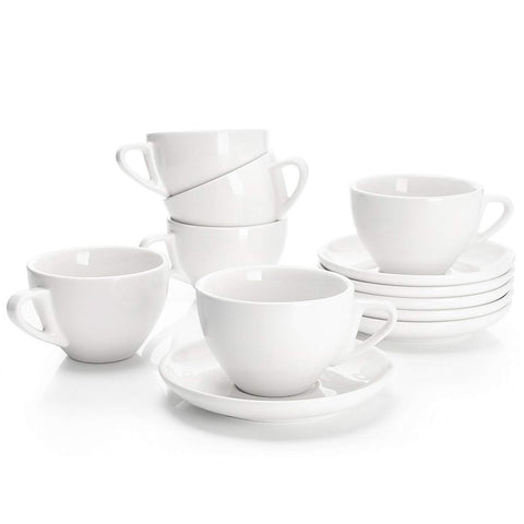 Sweese tazas cappuccino 6 onzas con platillos para servicio elegante en casa.