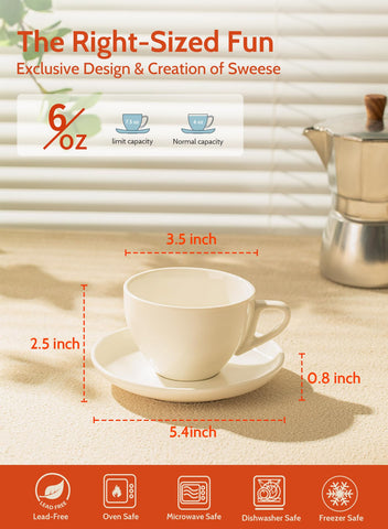 Sweese tazas espresso porcelana blanca para bebidas cortas.