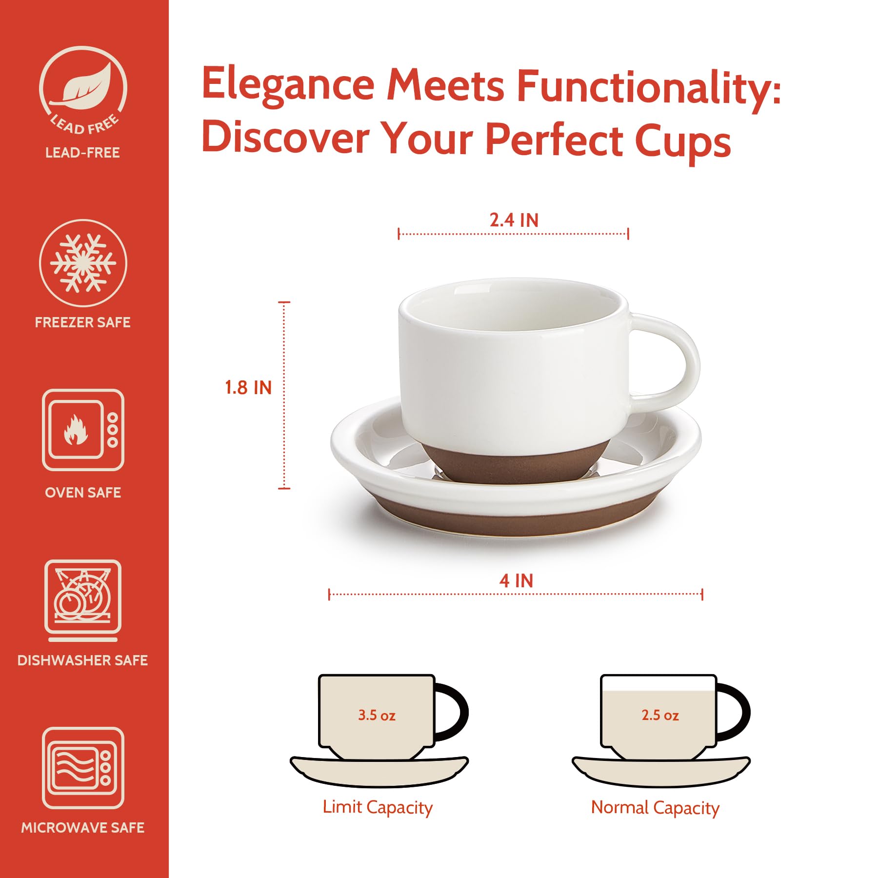 Sweese tazas expreso apilables con soporte metálico, ahorro de espacio en la cocina