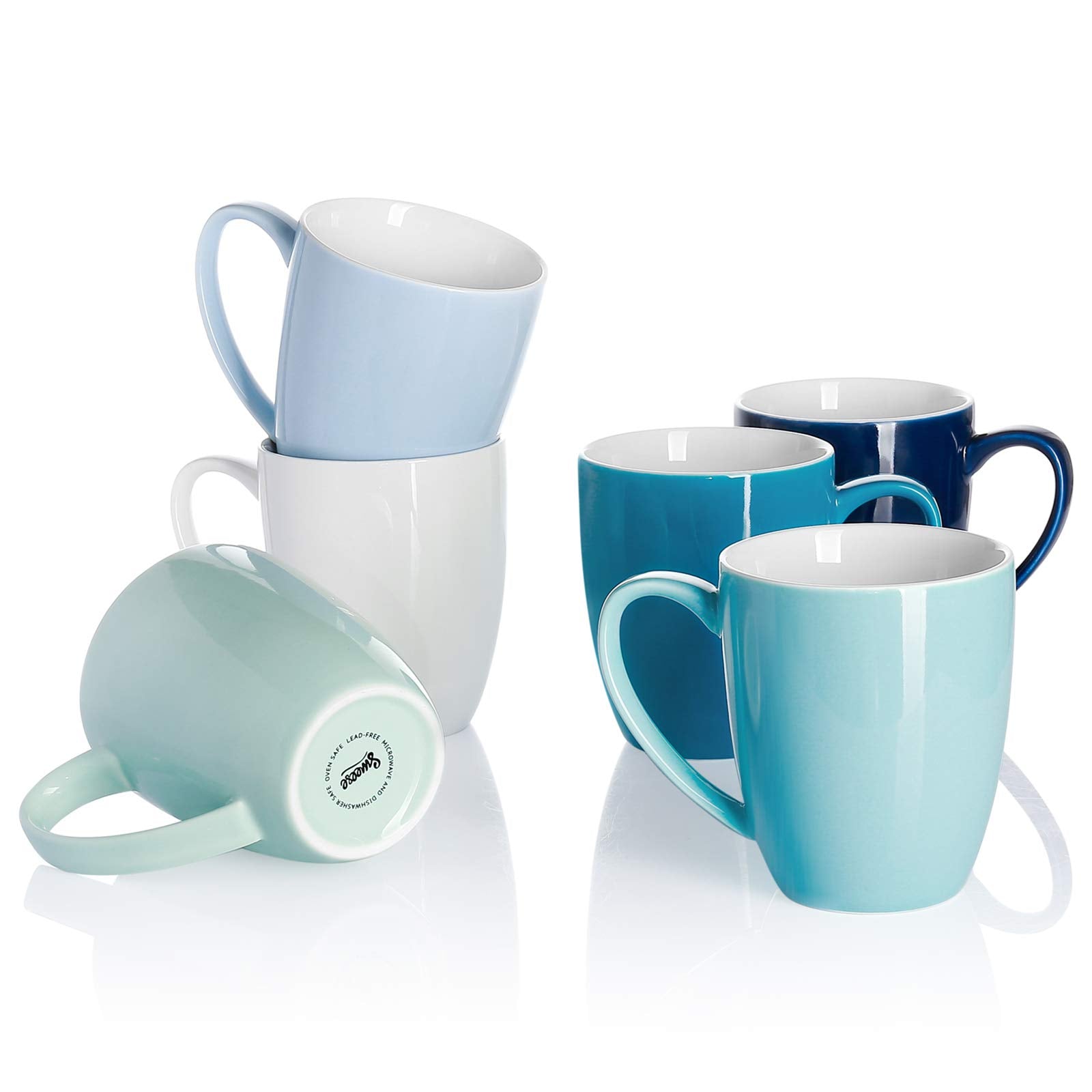 Sweese tazas porcelana 12oz set de 6 multicolor, ideal para café o té diario.