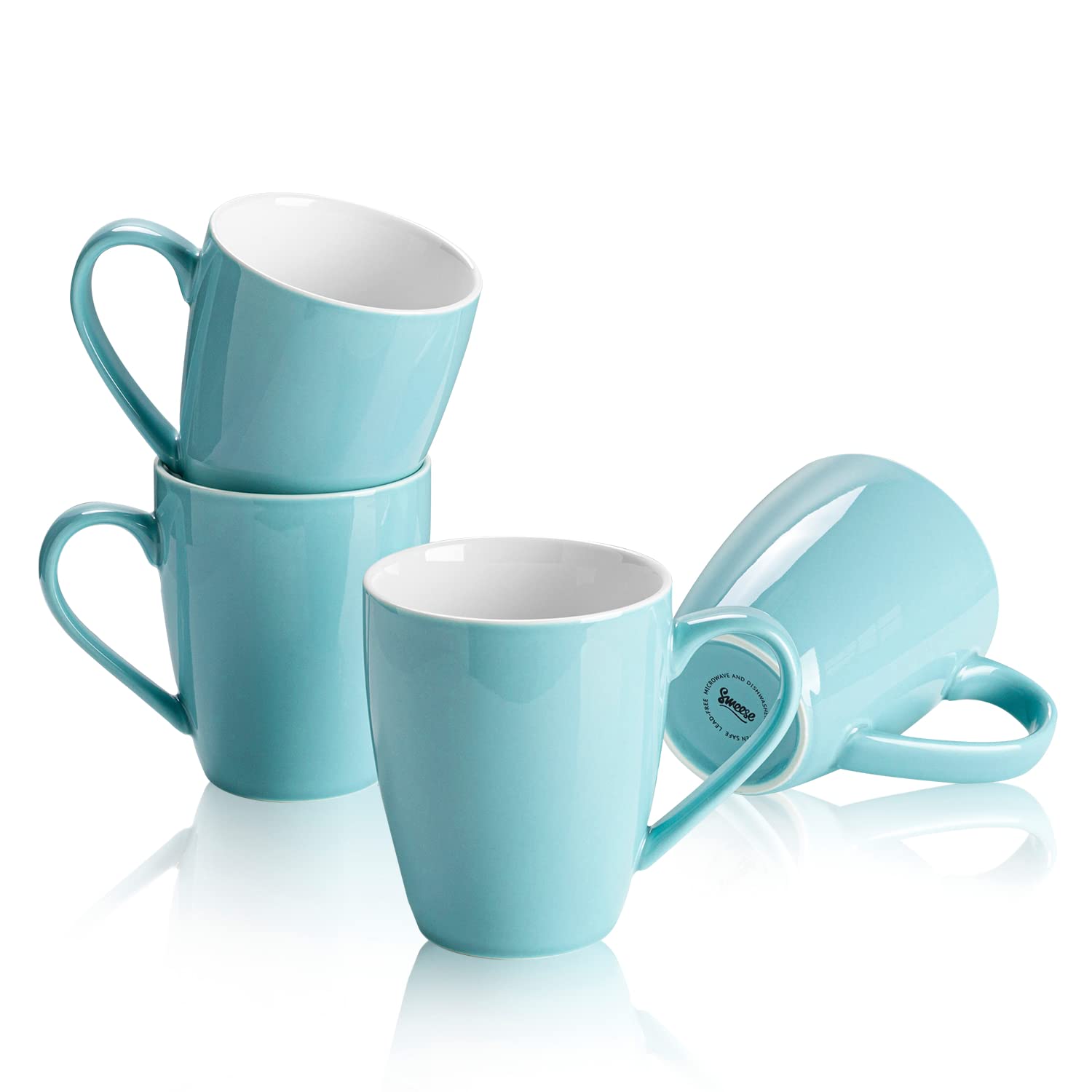 Taza Sweese de porcelana 16 oz para café, turquesa, diseño elegante