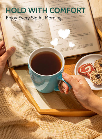 Taza Sweese para chocolate caliente de 16 oz, turquesa, apta para microondas