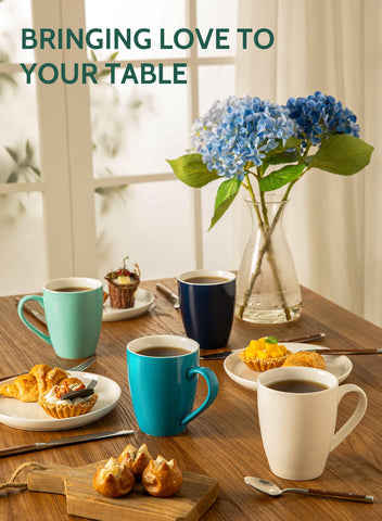 Taza Sweese de porcelana de 16 onzas para capuchino, diseño cómodo.