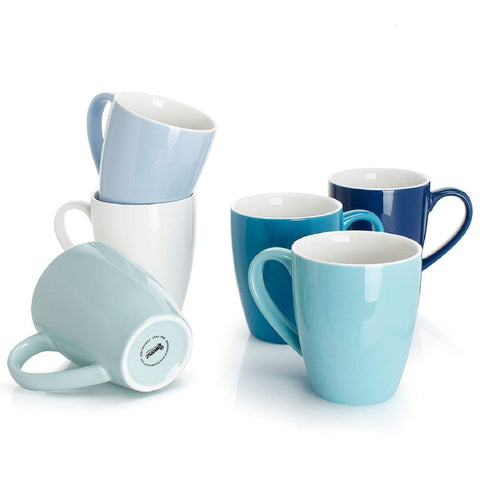 Tazas Sweese de porcelana 16 onzas, juego de 6 multicolor para café diario.