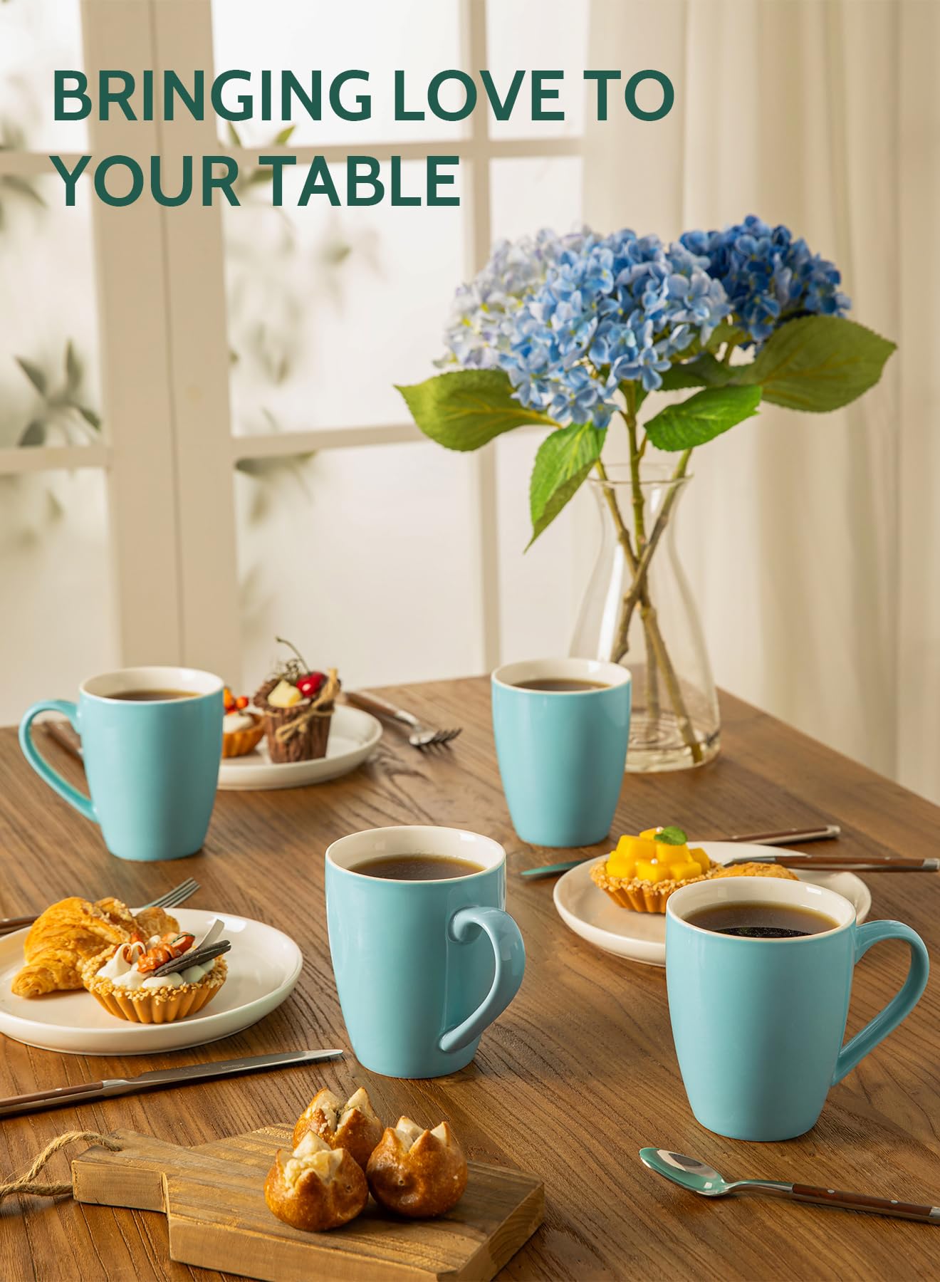 Taza Sweese para té de 16 oz, turquesa, calentamiento uniforme