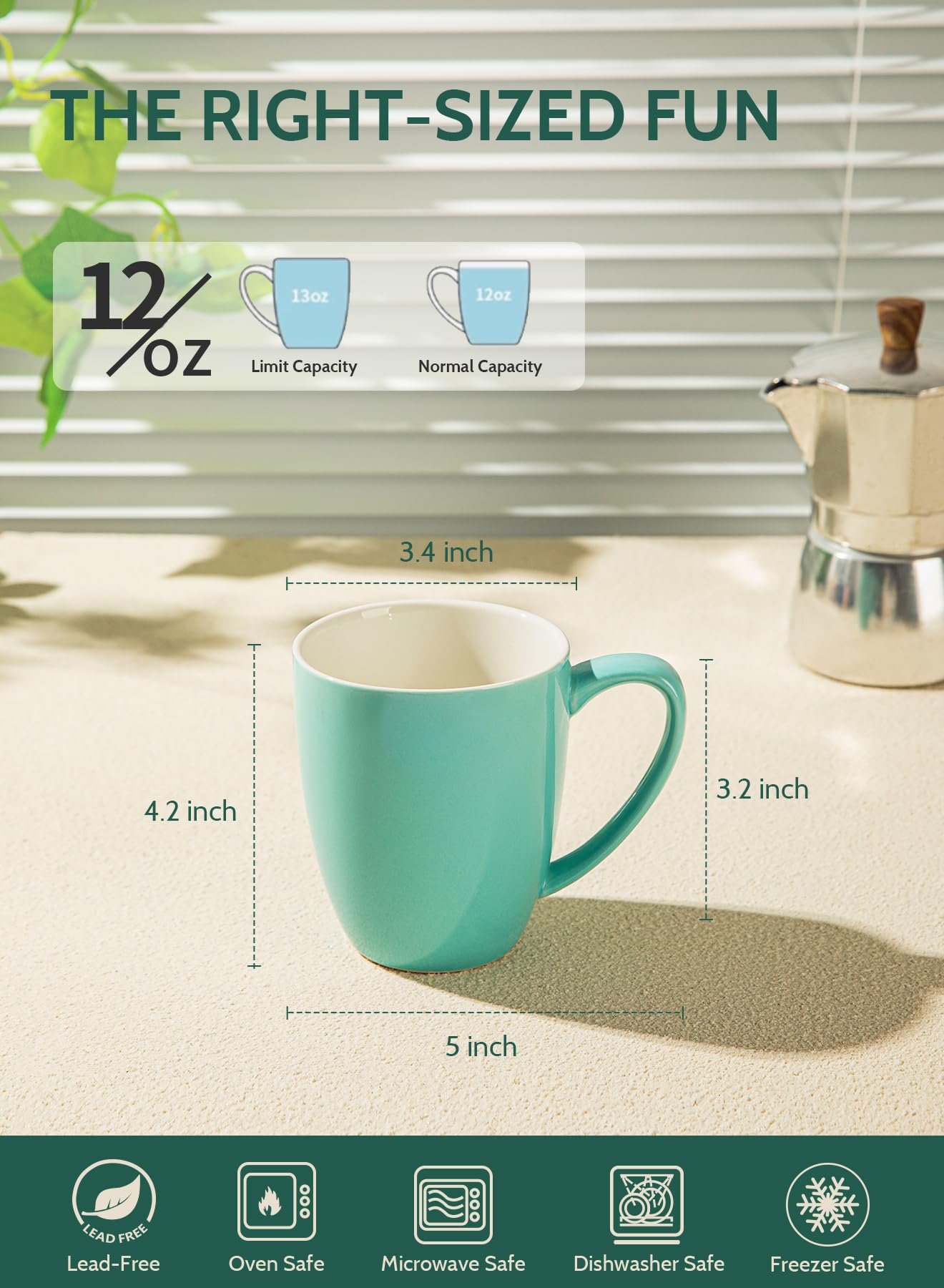 Sweese tazas porcelana, conjunto colorido, perfecto como regalo o para reuniones.
