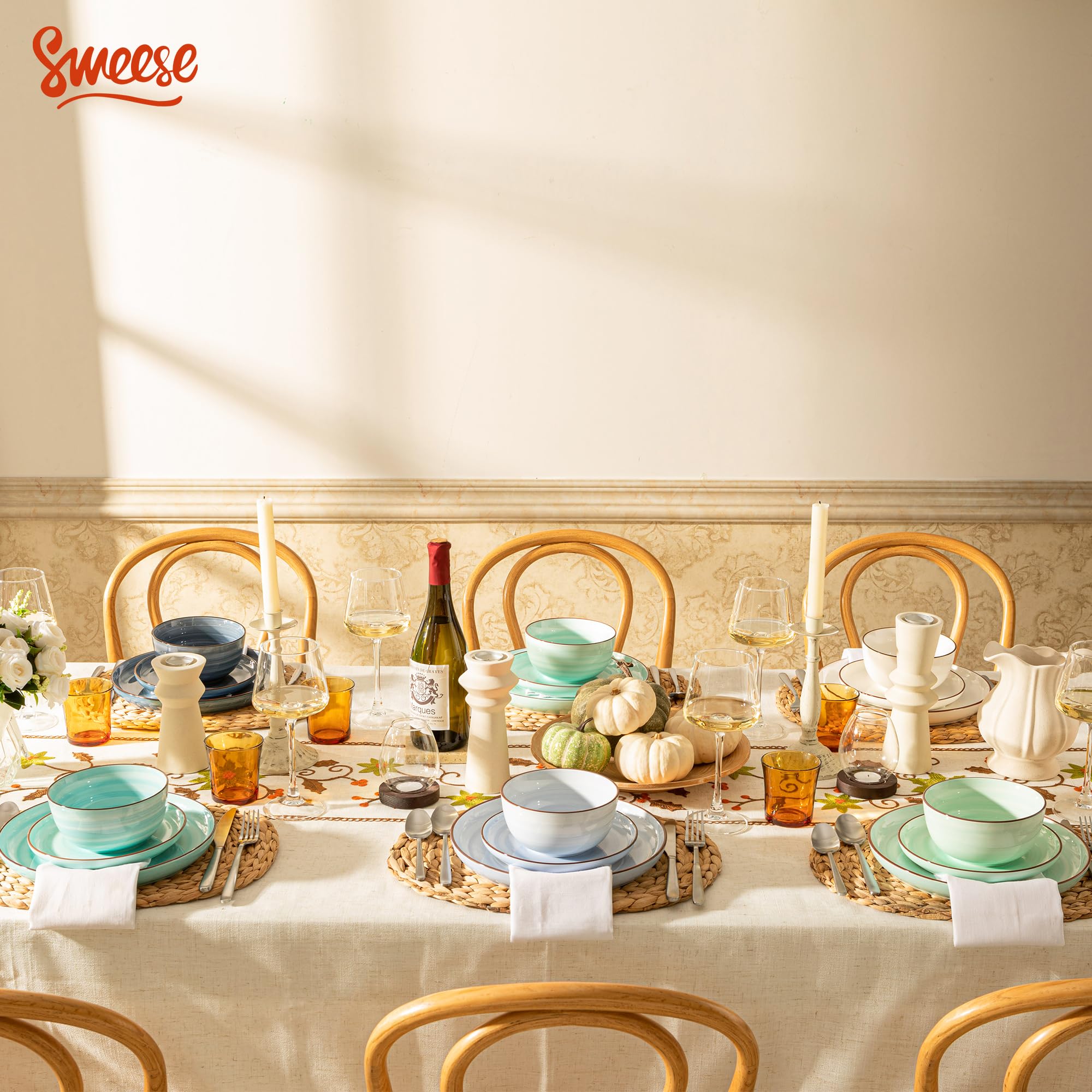Sweese tazón 20 oz, swirl azul, porciones adecuadas para sopas o cereals.
