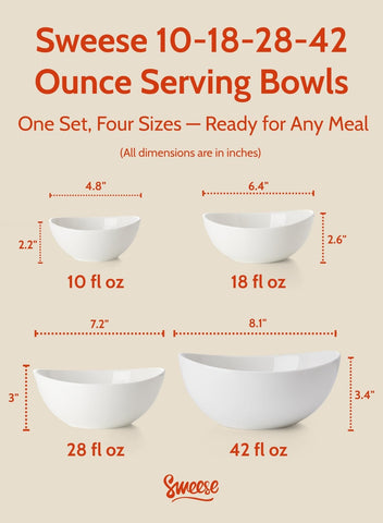 Tazón Sweese de porcelana de 18 onzas para cereales, porciones rápidas y equilibradas.