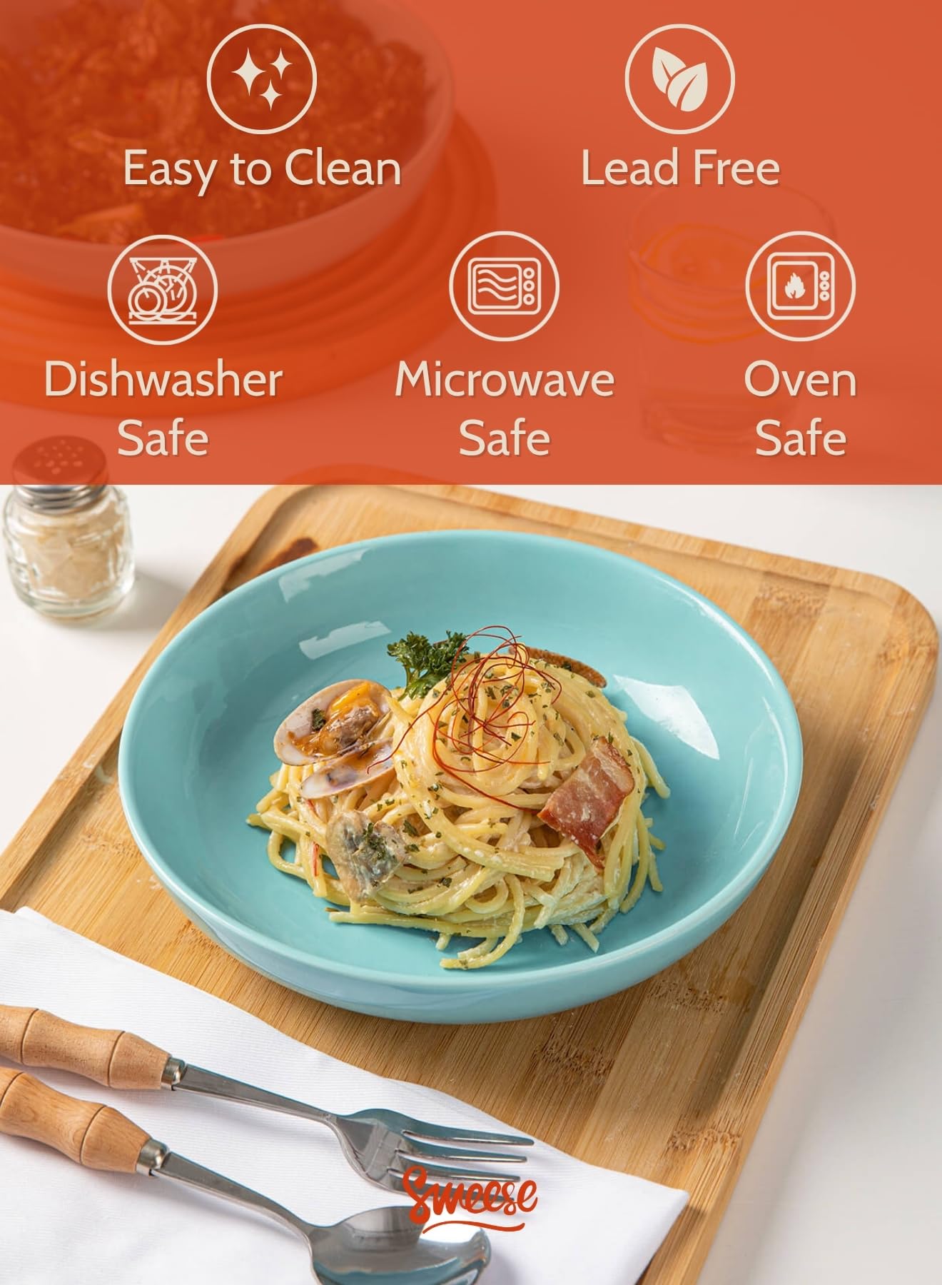 Tazones Sweese para pasta aptos para horno, realzan la presentación.