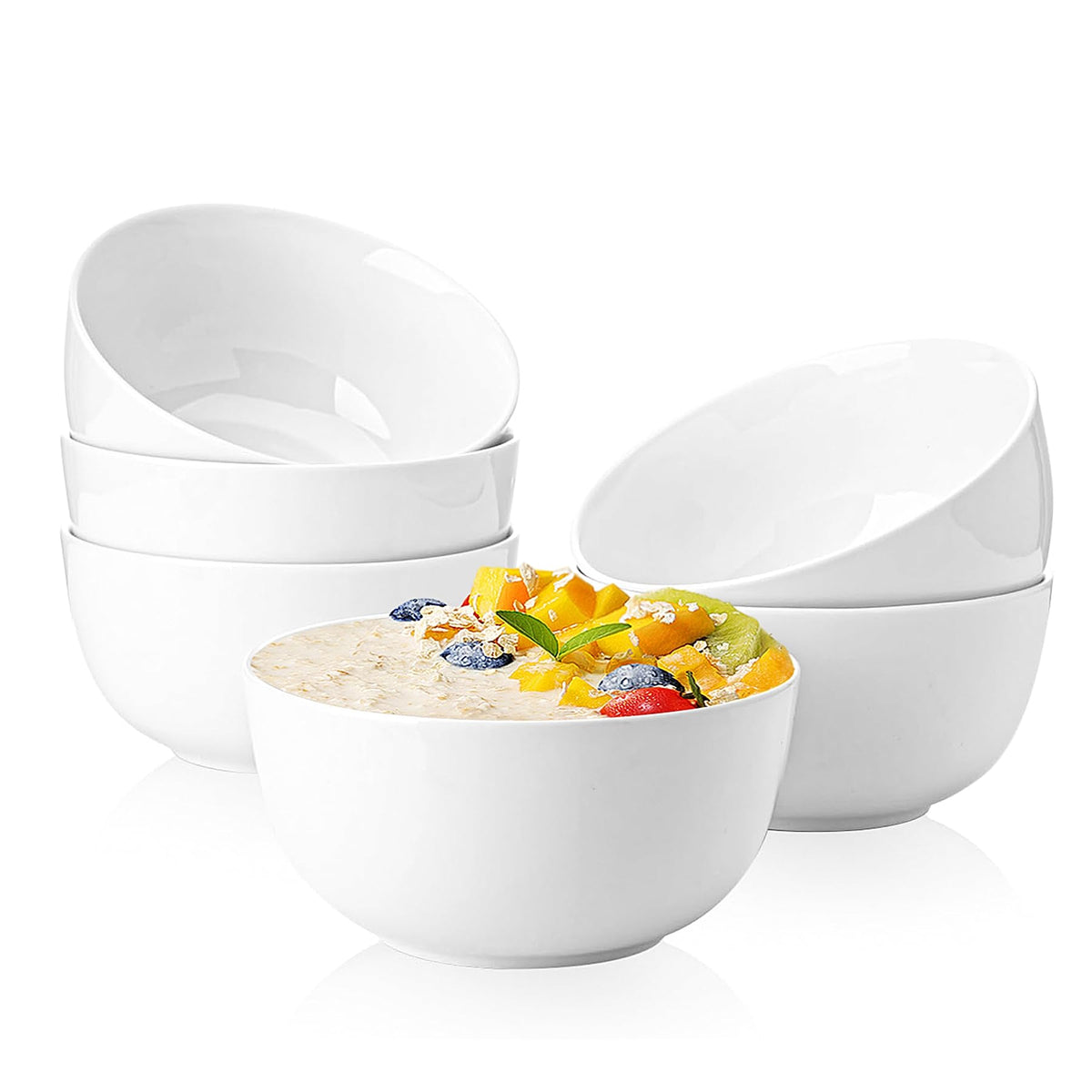 Conjunto Sweese de tazones de porcelana 20 oz con diseño pintado para la mesa.