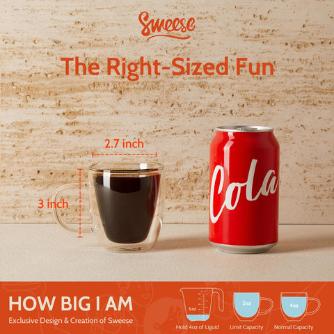 Vaso Sweese doble pared en vidrio borosilicato claridad para espresso