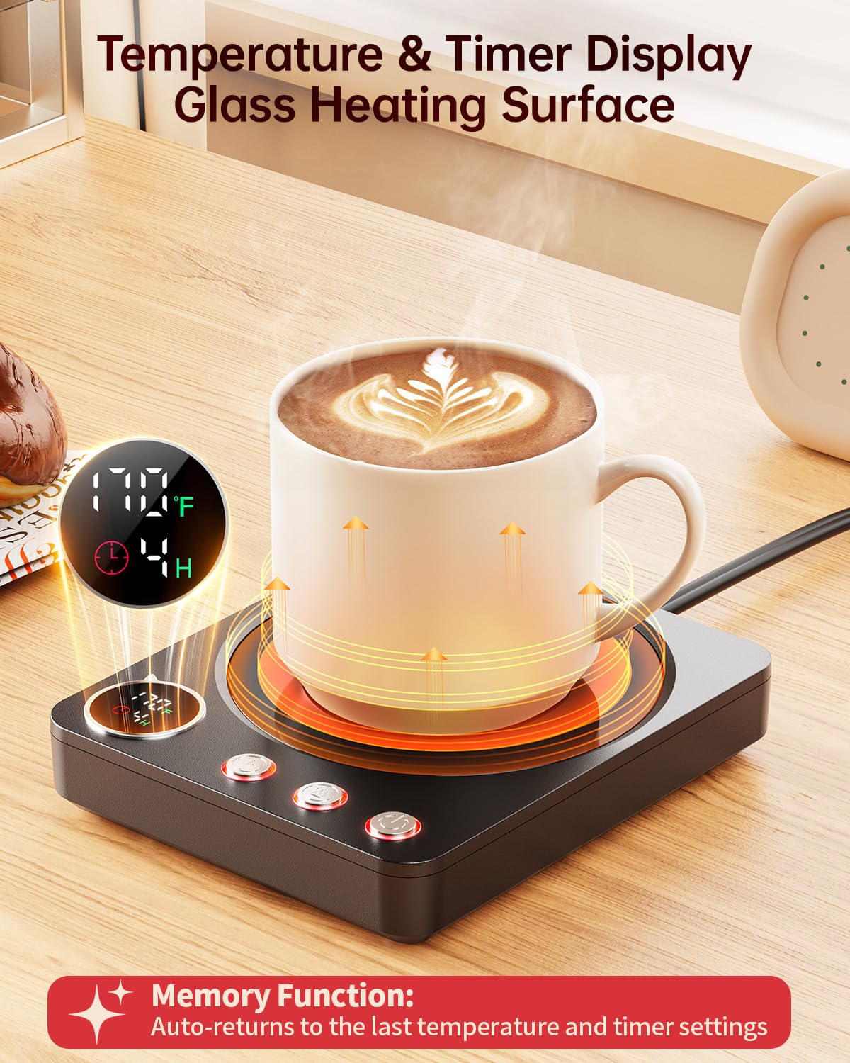 SWEETFULL calentador de taza con pantalla digital para control preciso.