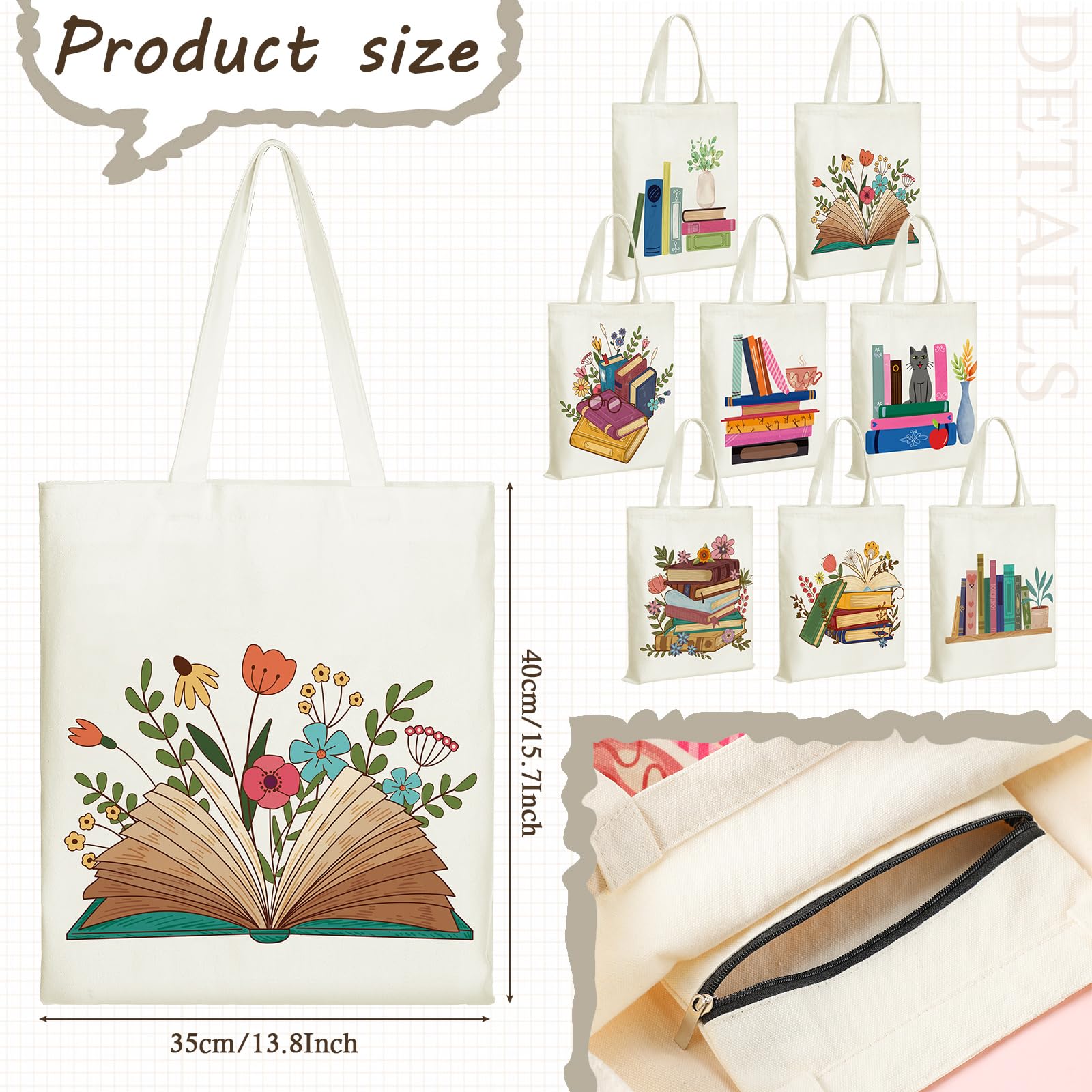 Sweetude bolso tote diseño 4, ideal para bibliotecas urbanas y actividades al aire libre.