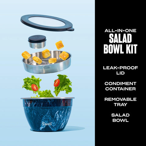 S'well bandeja removible para ensalada organiza aderezos y utensilios reutilizables.