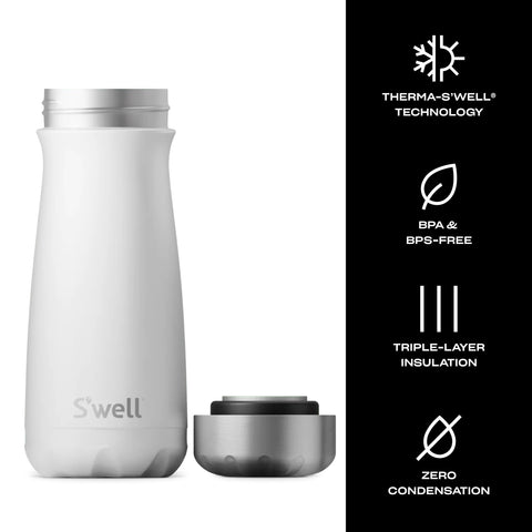 S'well Traveler Moonstone, agarre ergonómico, ideal para uso diario en movimiento.