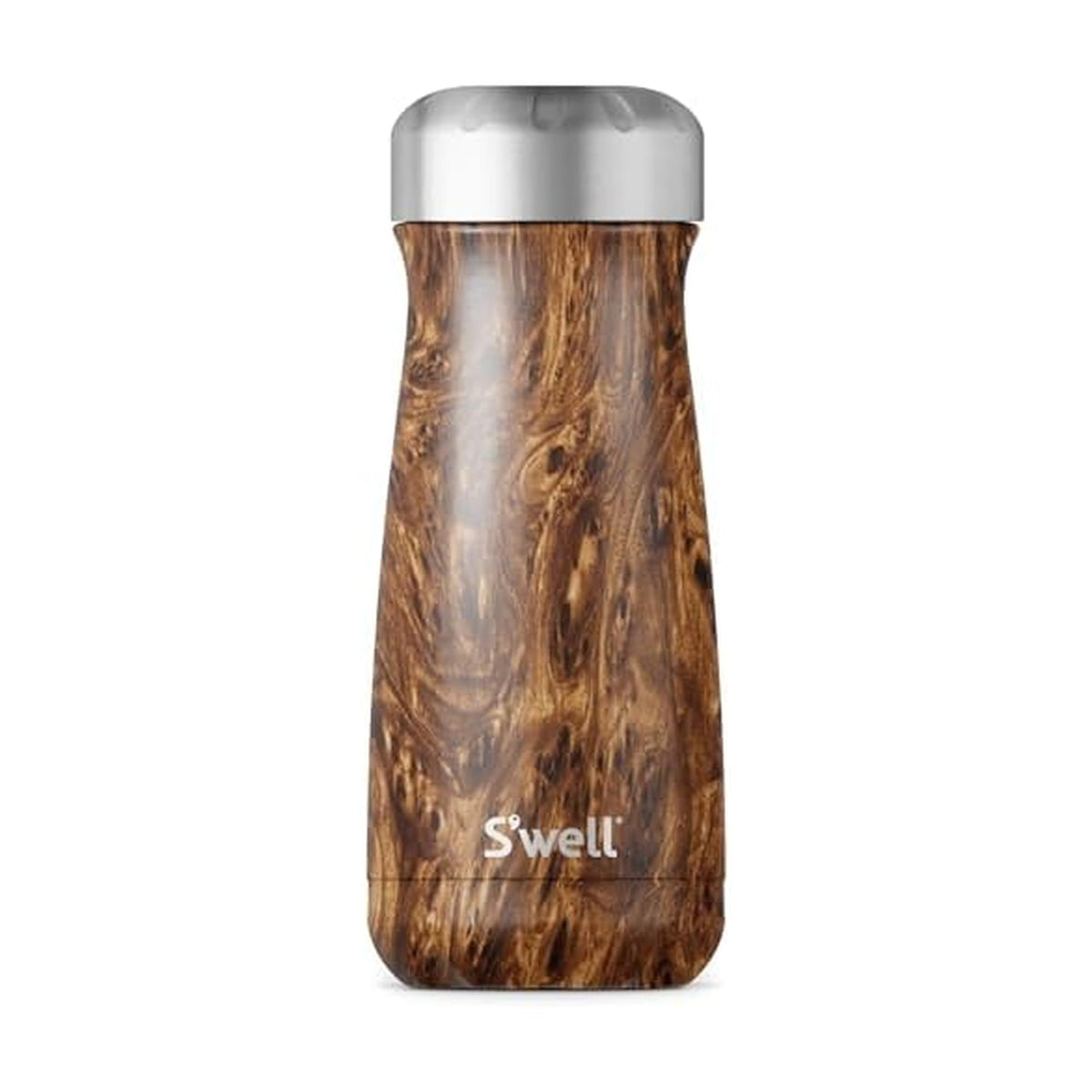 S'well Traveler teakwood 16 oz mantiene bebidas frías 24 horas y calientes 12 horas.