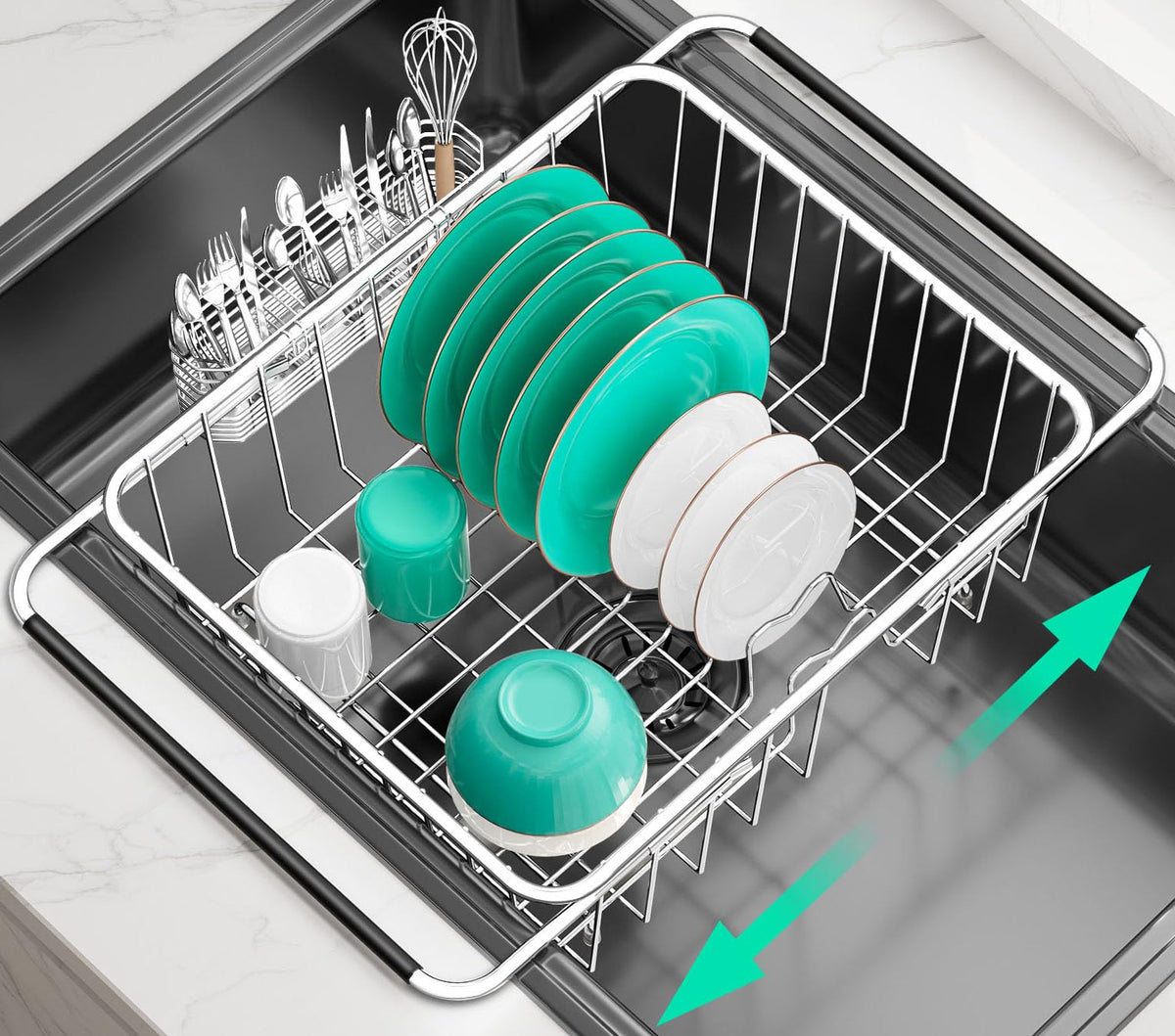 SwetLao secadero de platos extendible para encimera ordenada.
