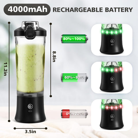 Diseño portátil con batería de 4000mAh y carga USB-C para usar en cualquier lugar.