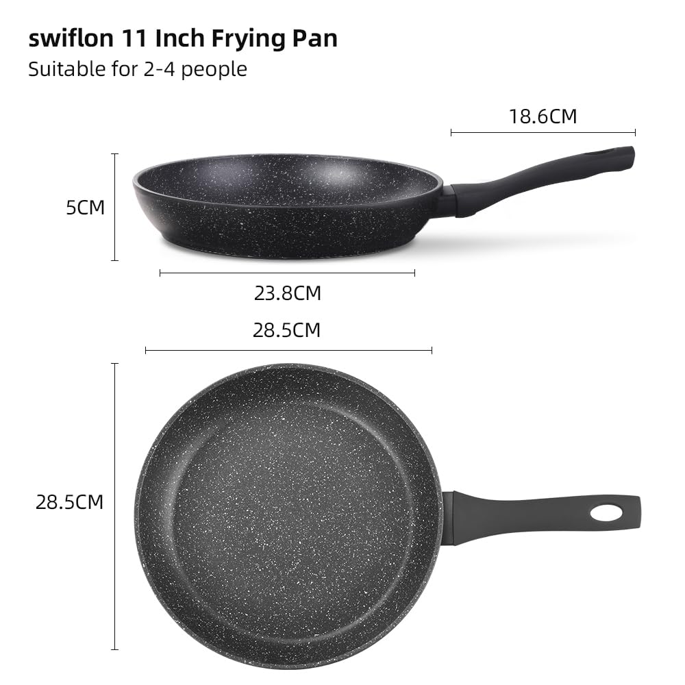 Sartén Swiflon apta para lavavajillas, ideal para limpieza rápida.