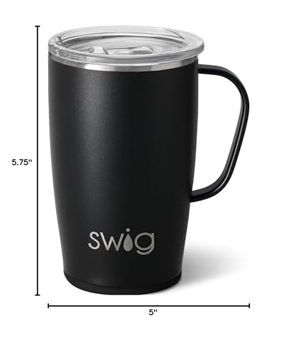 Swig Life 18oz acabado negro liso, estilo minimalista para uso diario.