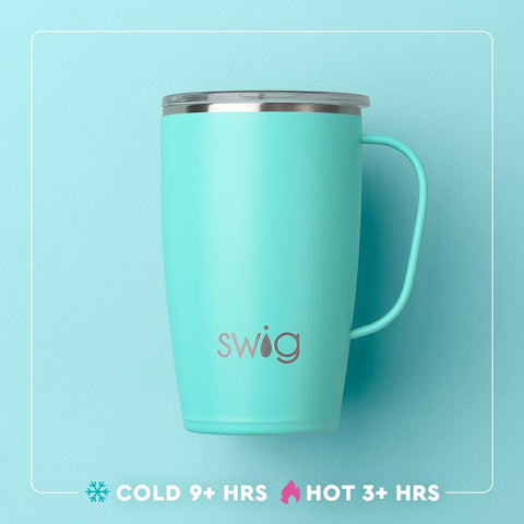 Swig Life 18oz tapa deslizante anti-derrame para evitar salpicaduras durante el traslado.