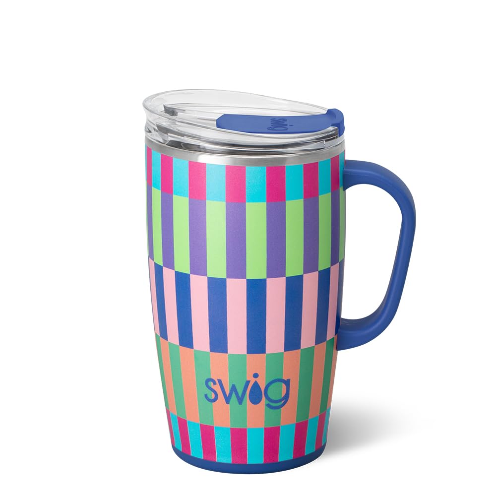Swig Life 18oz con manija y tapa, ideal para viaje y fácil de transportar.