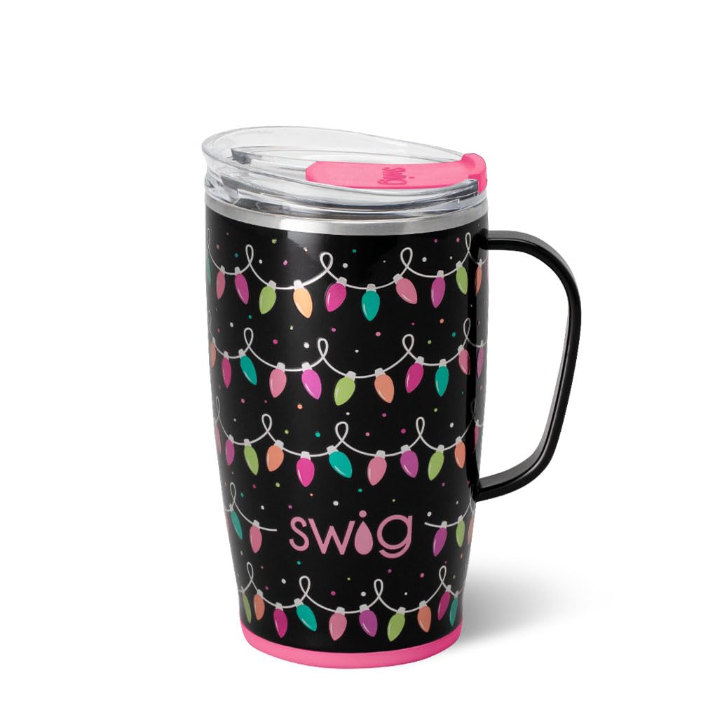 Swig Life 18oz taza de viaje con asa y tapa, ideal para llevar bebidas.