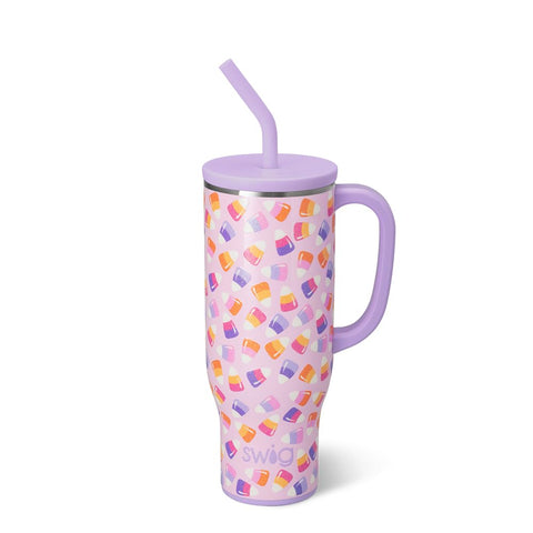 Swig Life 30oz Mega Mug con manija y tapa: uso en movimiento sin derrames
