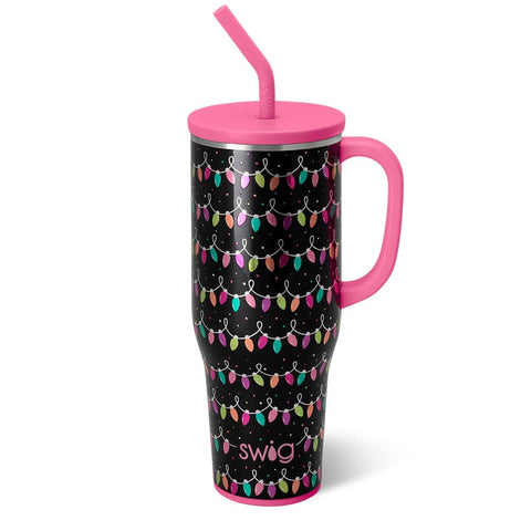 Swig Life 40oz Mega Mug con asa ergonómica para llevar con comodidad durante el día.