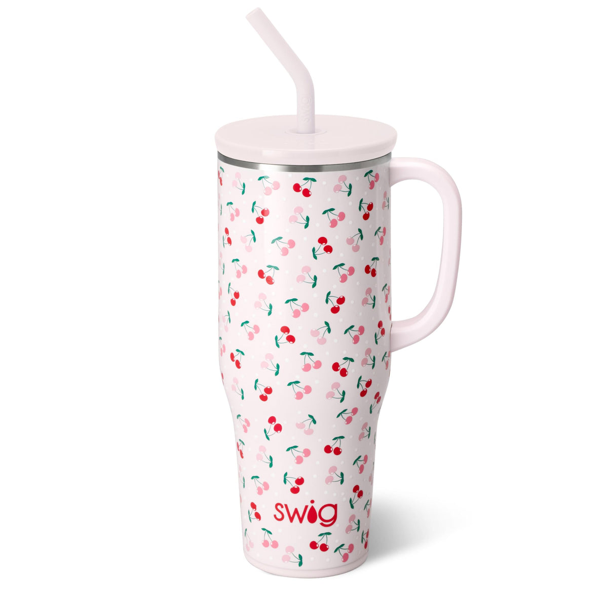 Swig Life 40oz Mega Mug con asa y pajilla, fácil de transportar para bebidas frías o calientes.