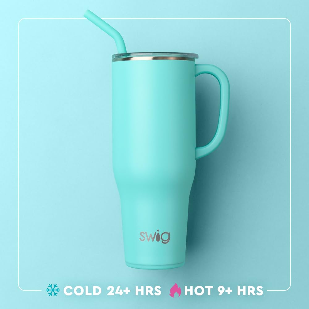 Swig Life 40oz Mega Mug con base de silicona para evitar deslizamientos.