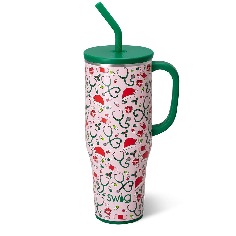 Swig Life 40oz Mega Vaso con manija y pajilla para beber en movimiento.