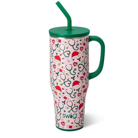 Swig Life 40oz Mega Vaso con manija y pajilla para beber en movimiento.