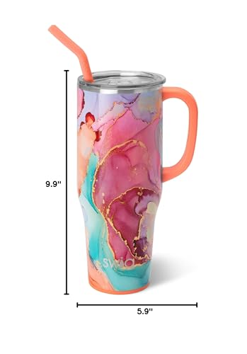 Swig Life Dreamsicle 40oz Mega Mug accesorios, incluido vaso y pajilla para uso diario.