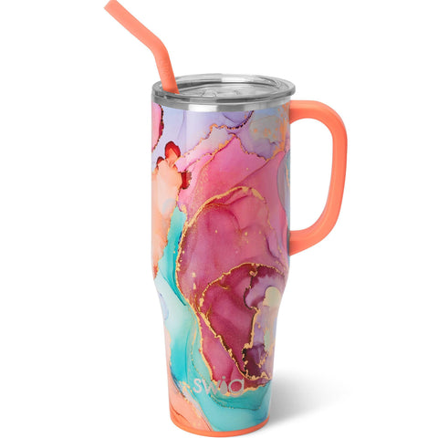 Swig Life Dreamsicle 40oz Mega Mug frente, diseño audaz y gran capacidad.