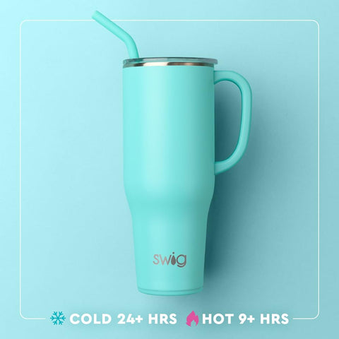 Swig Life Mega Mug apertura para hielo, llena cubos sin esfuerzo.