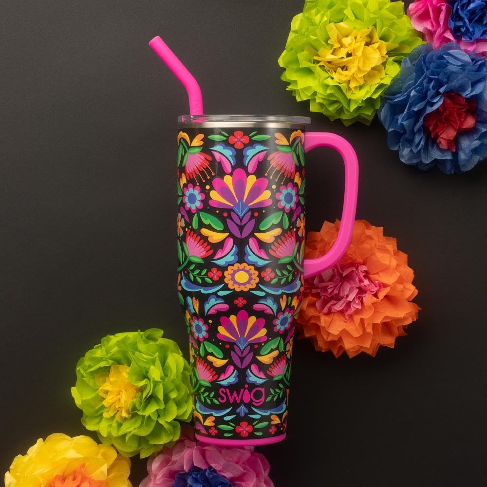 Swig Life Mega Taza 40oz mantiene bebidas frías 24 horas y calientes 9 horas.