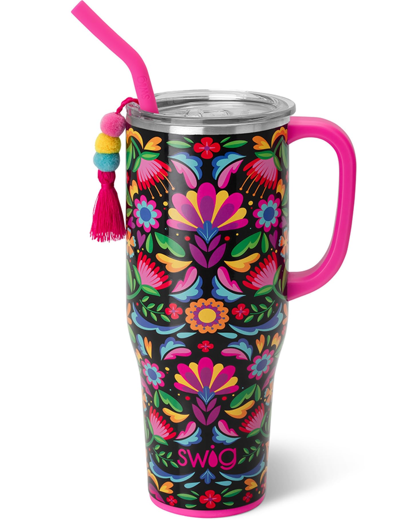 Swig Life Mega Taza 40oz con manija y pajilla, cómoda para uso diario.