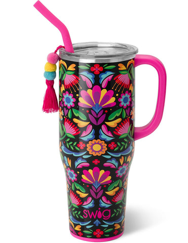 Swig Life Mega Taza 40oz con manija y pajilla, cómoda para uso diario.