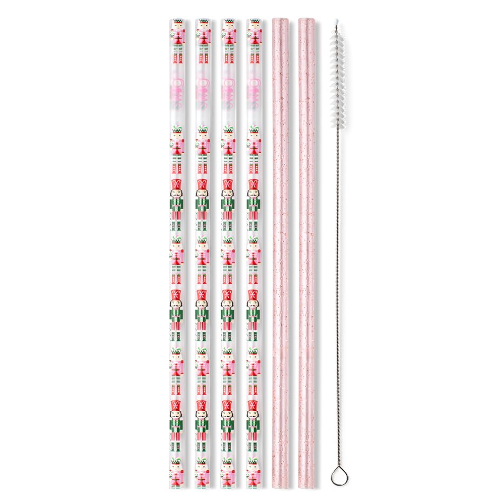 Pajitas impresas Swig Life Cascanueces Soldados de Azúcar Ciruela para bebidas festivas reutilizables.