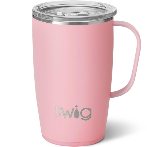 Swig Life taza de viaje 18oz con asa y tapa, fácil de sostener.