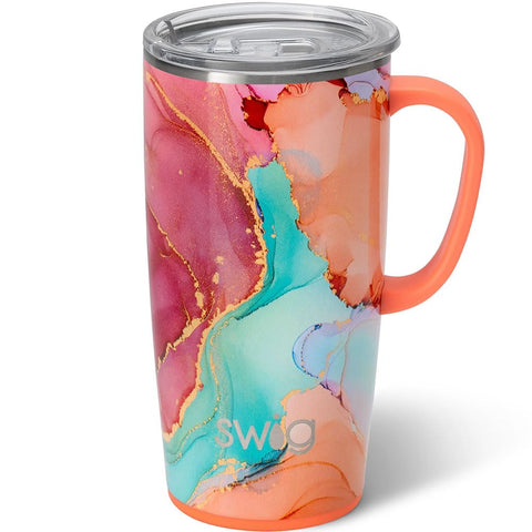 Swig Life 22oz taza de viaje Dreamsicle con asa cómodo para uso diario.