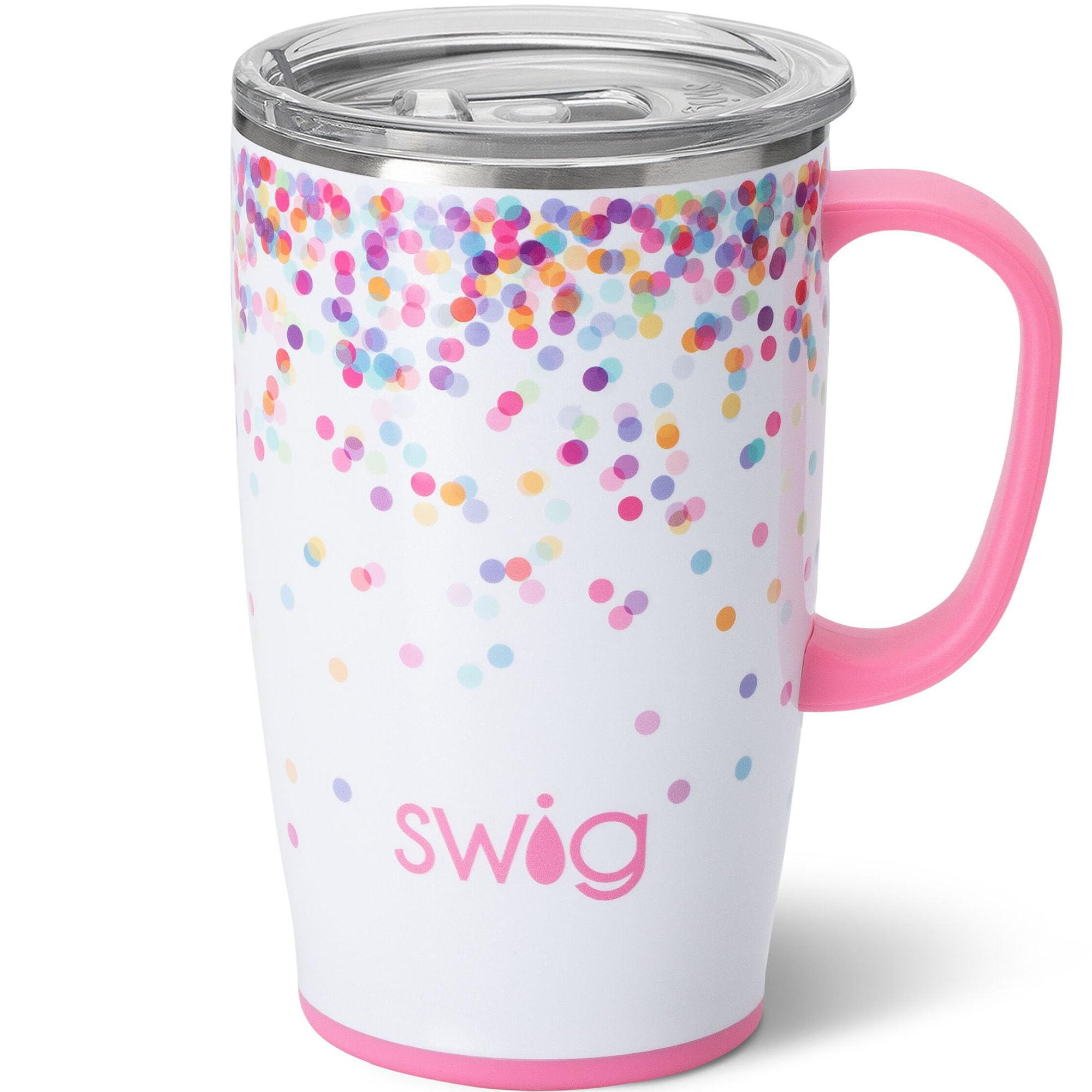 Swig Life tumbler 18oz con asa y tapa, ideal para viaje.