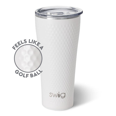 Swig Life tumbler 32oz compatible con portavasos, fácil de transportar.