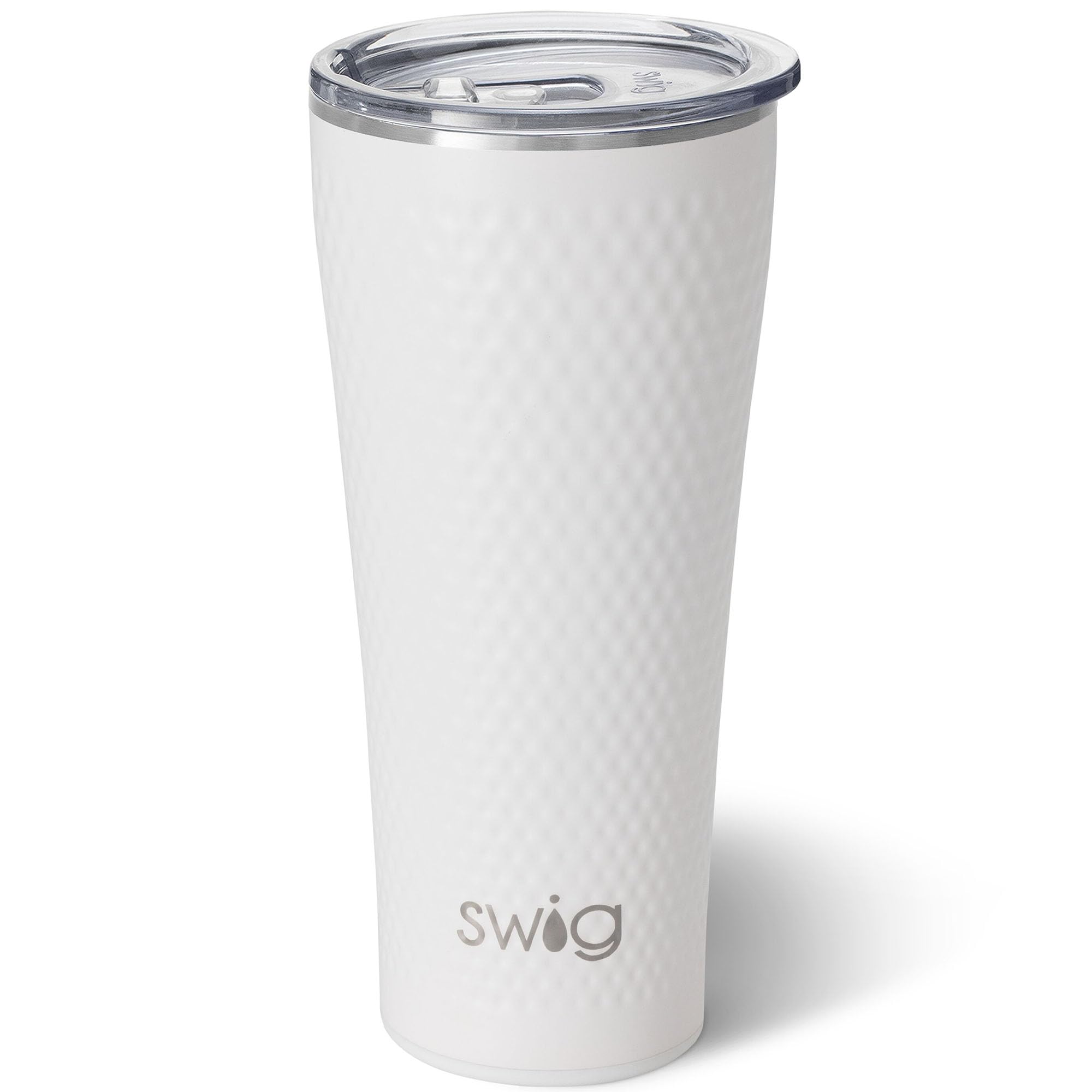 Swig Life tumbler 32oz con tapa y color pelota de golf, ideal para viajes.