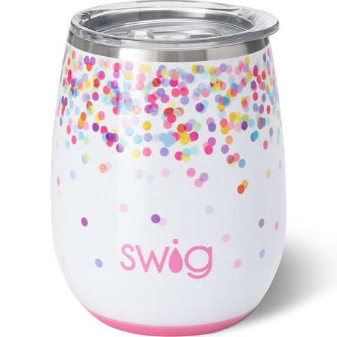 Swig Life vaso vino de 14 onzas con tapa, ideal para viajes y zonas sin vidrio.
